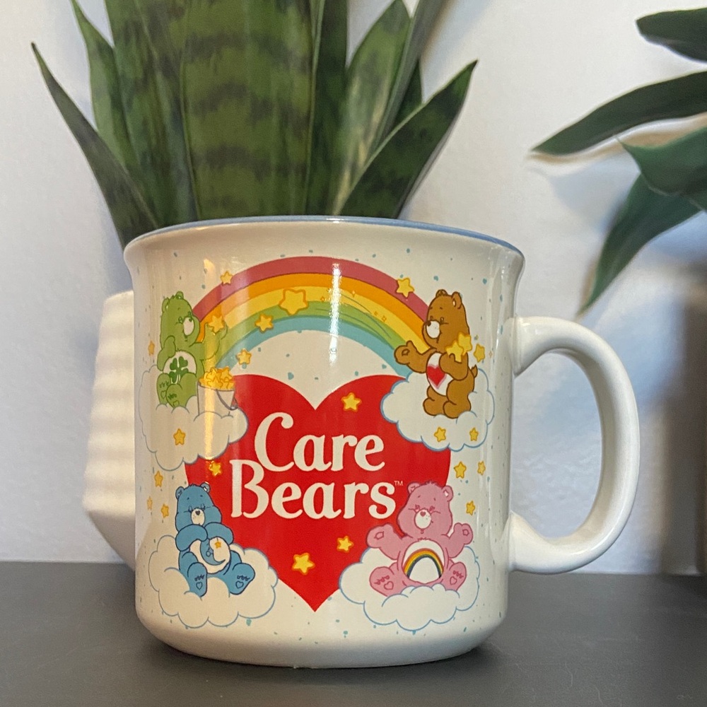 New Care Bears White Mug with Red Heart and Multicolor Rainbow Bears - Picture 2 of 13